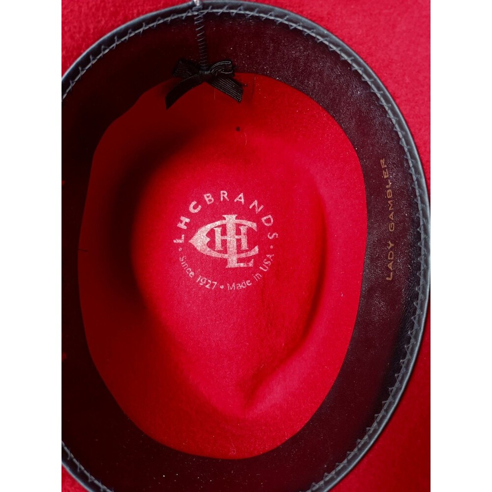 LHC Brand Western Lady Gambler Hat Women's Size Medium Felt Concho Made In USA - Picture 6 of 9